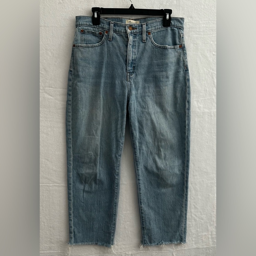 Madewell Classic Straight Jeans Sz 29 Light Wash Raw Hem Denim